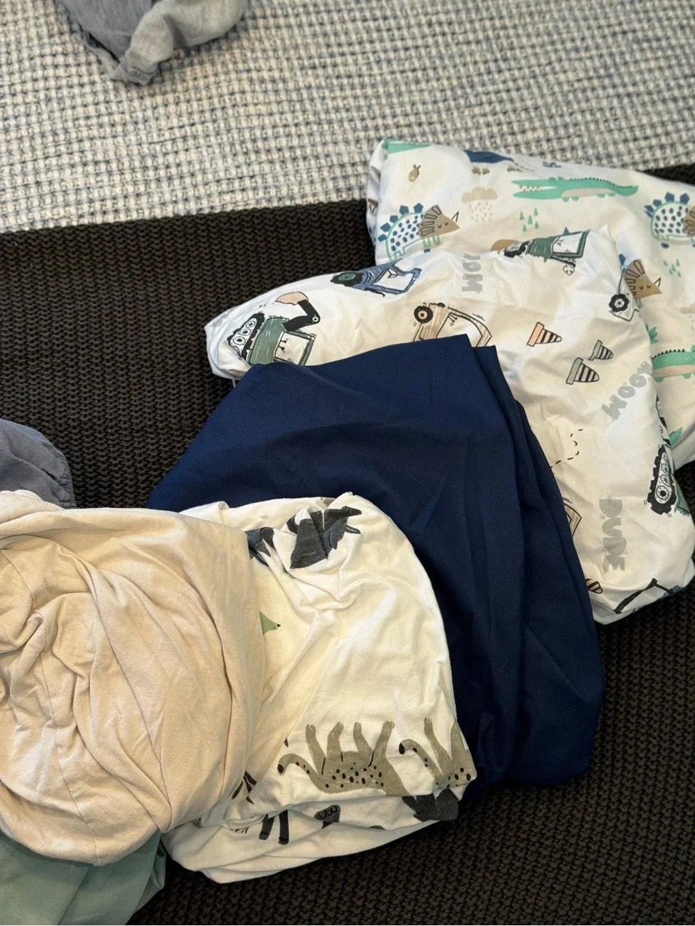 Mixed Fitted Sheets & Bedding Set - Neutral and Blue Tones